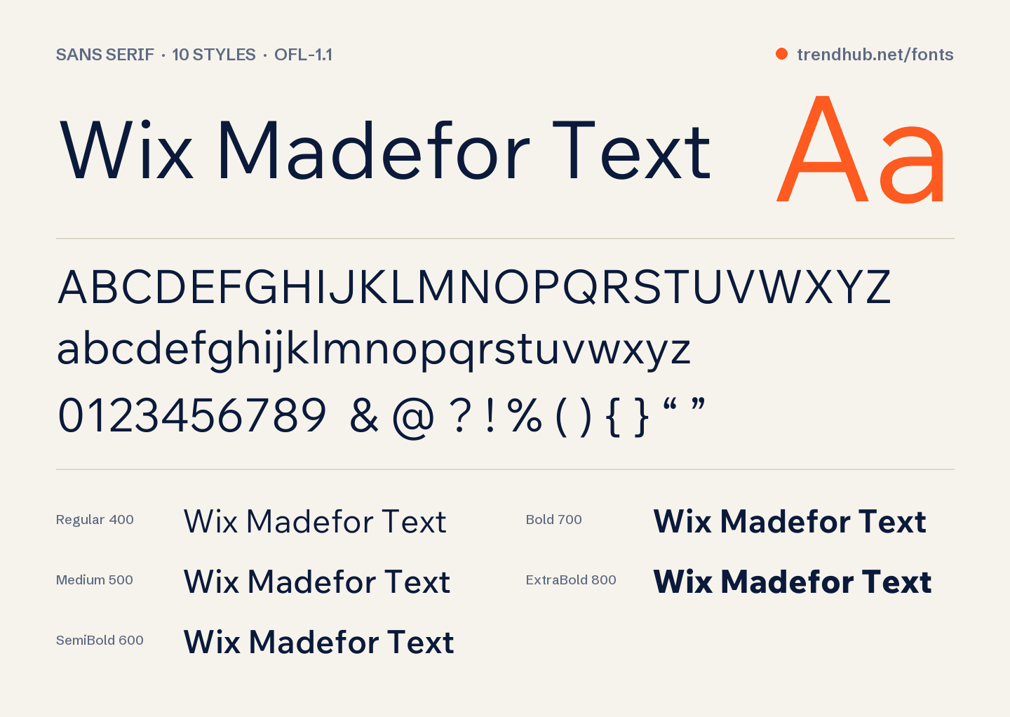 Specimen van het font Wix Madefor Text