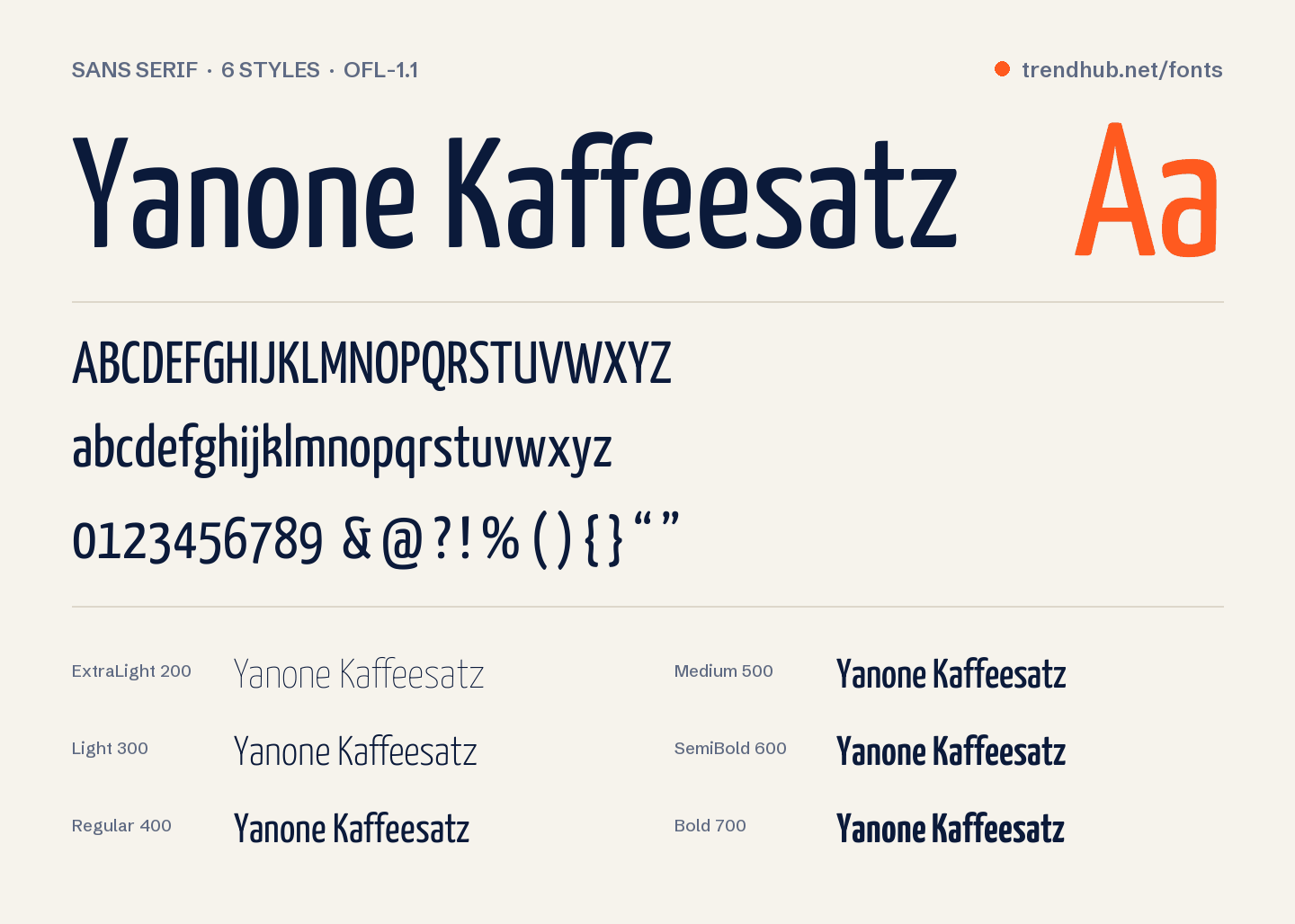 Schriftmuster von Yanone Kaffeesatz