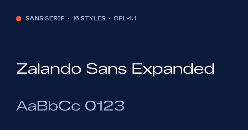 Zalando Sans Expanded font preview card