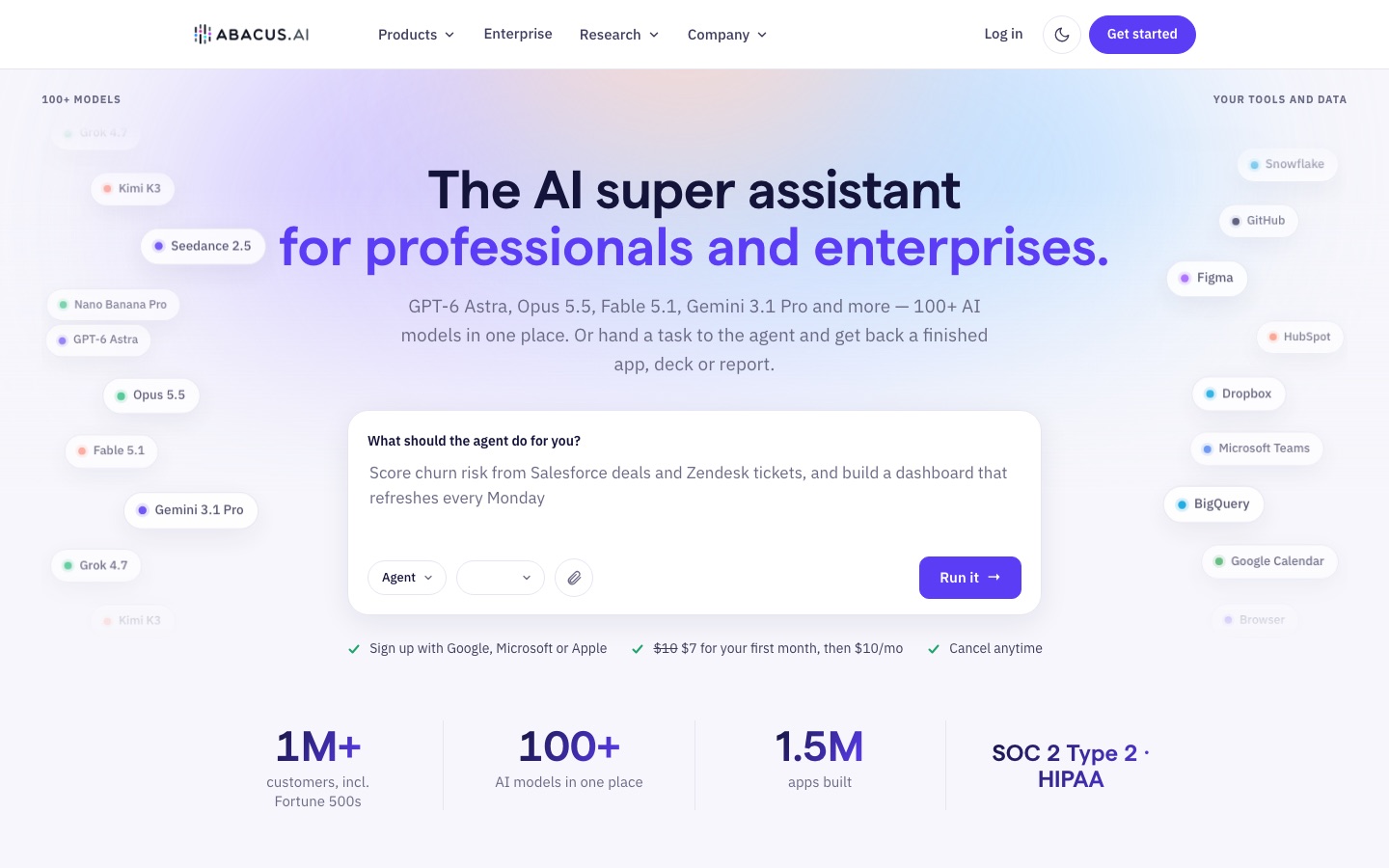 Startseite der Website von Abacus.AI