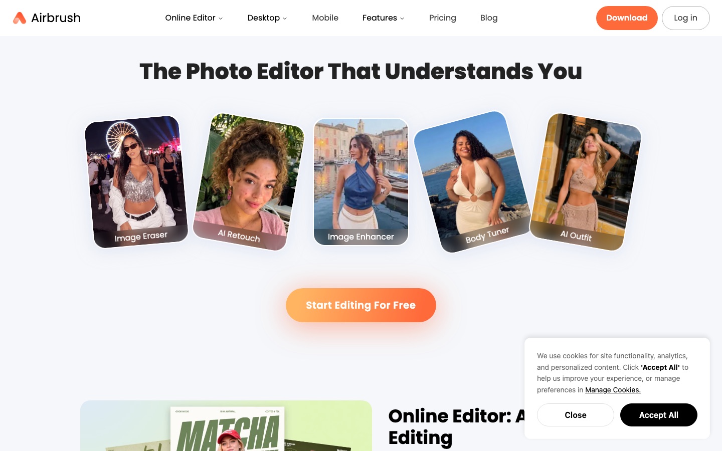 Page d’accueil du site d’Airbrush