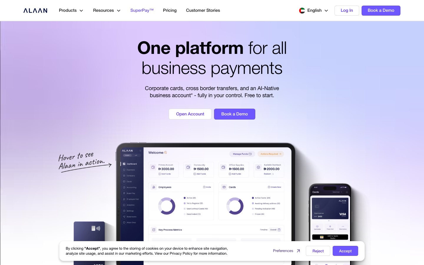 Home page del sito di Alaan