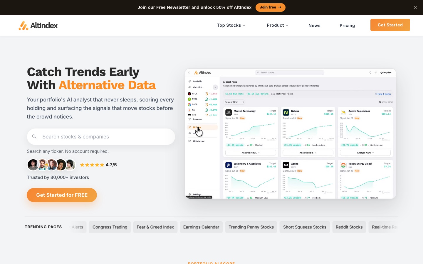 AltIndex website home page