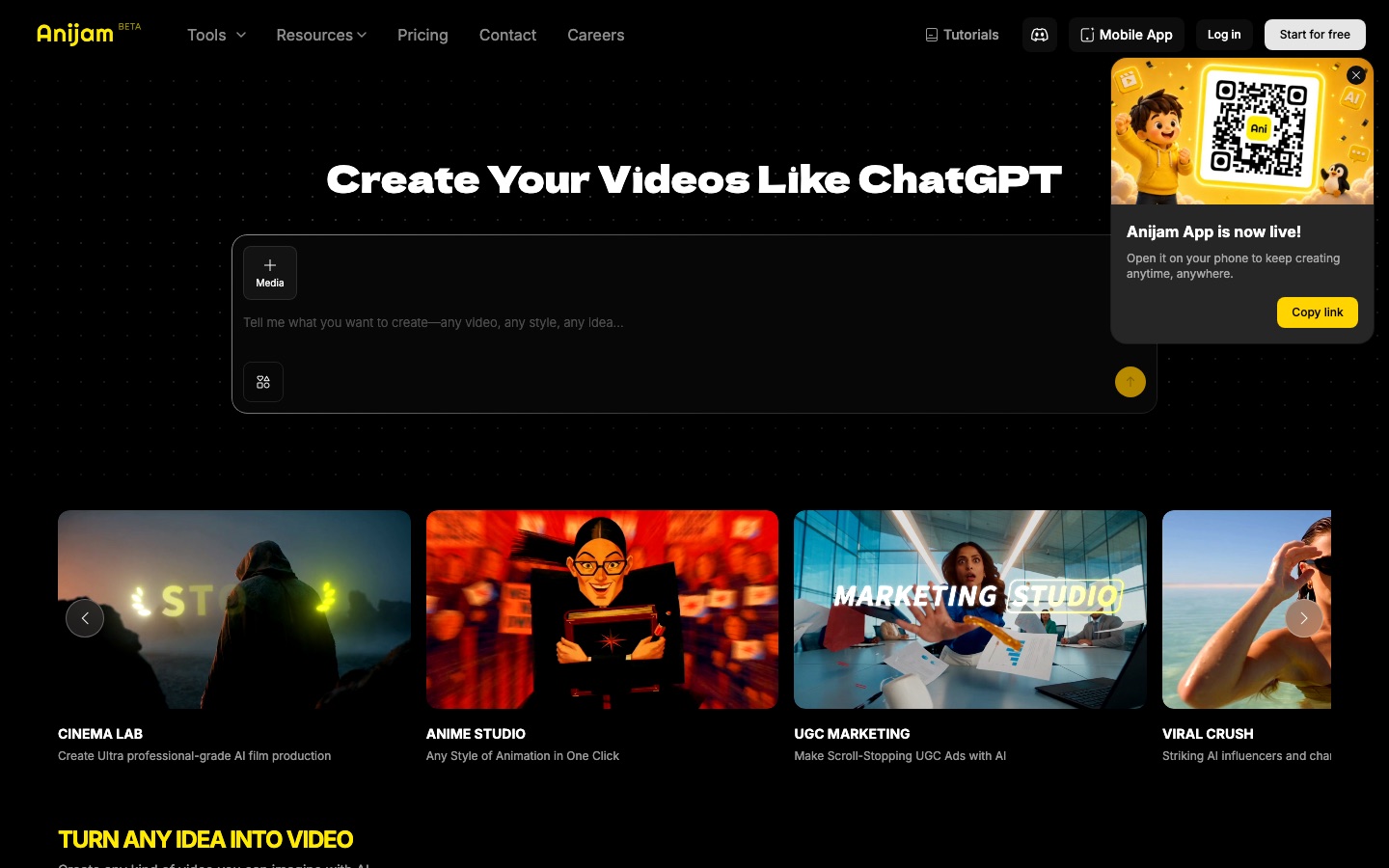 Anijam website home page