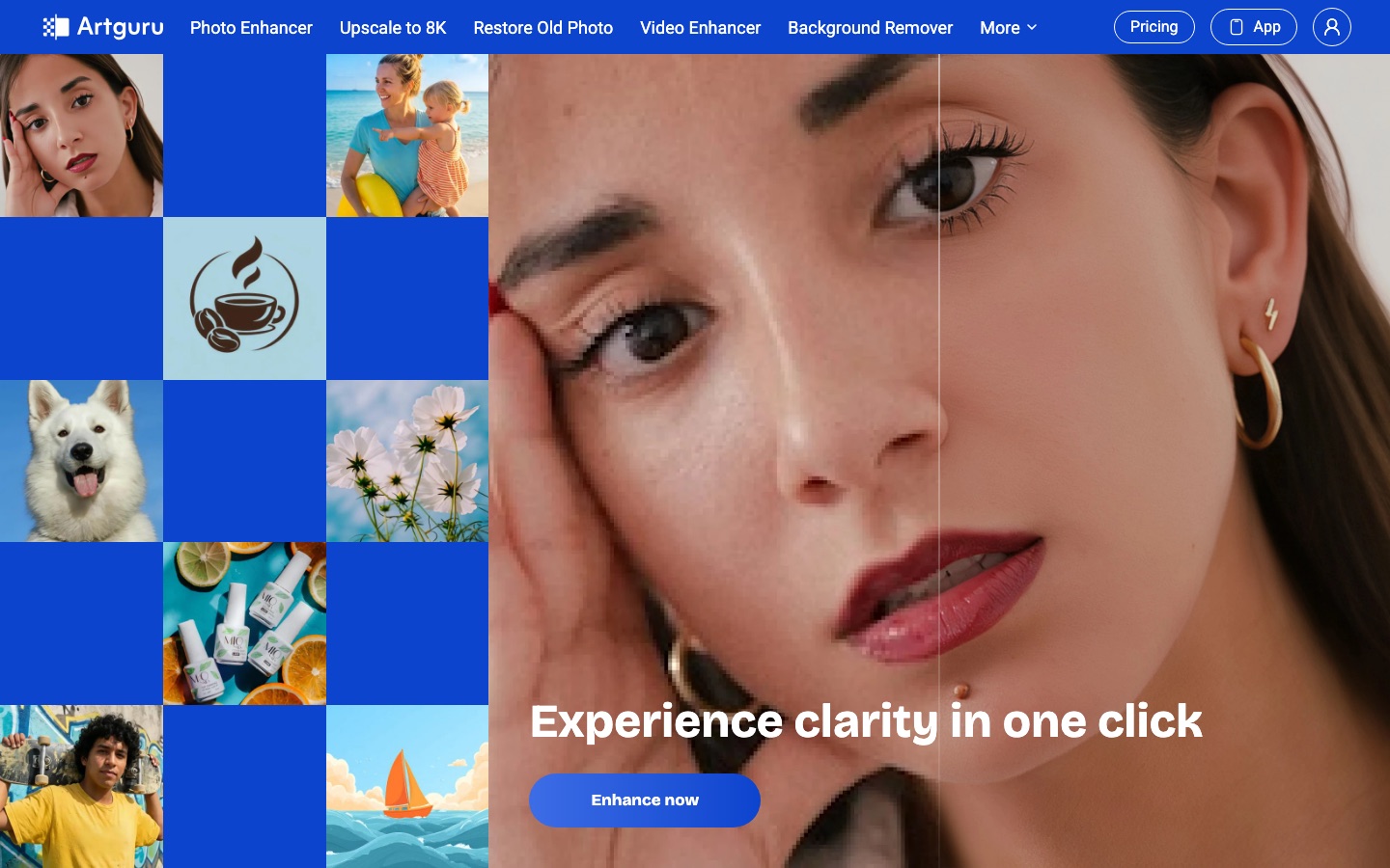 Page d’accueil du site d’Artguru AI