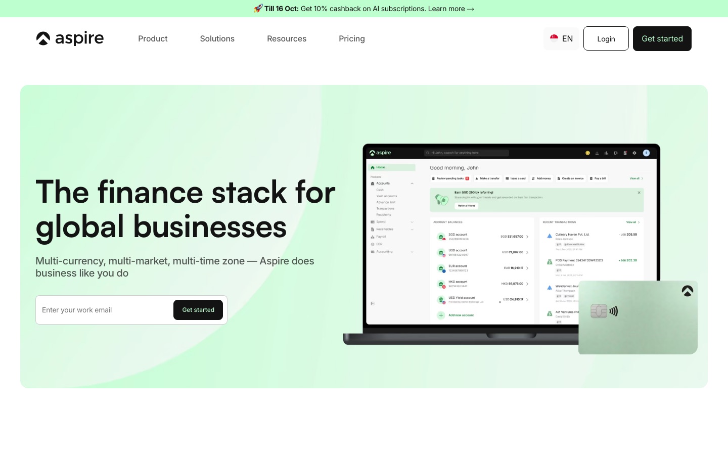 Aspire website home page