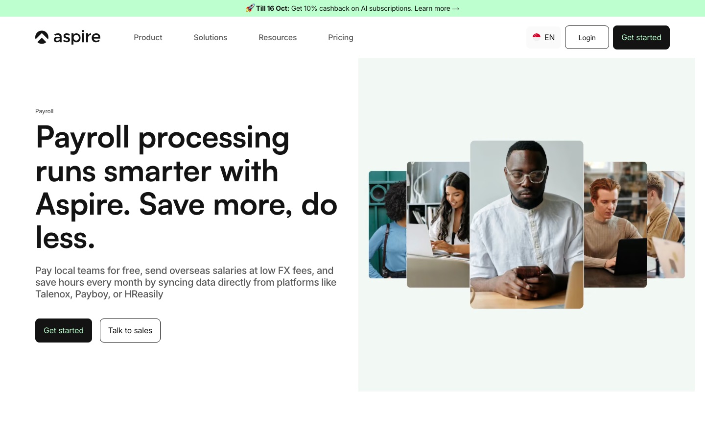 Aspire payroll page
