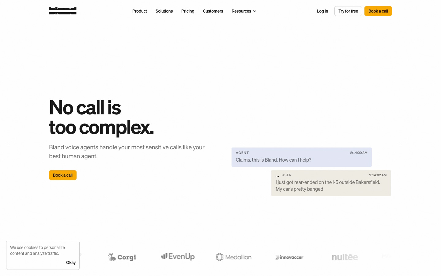 Page des solutions de Bland AI