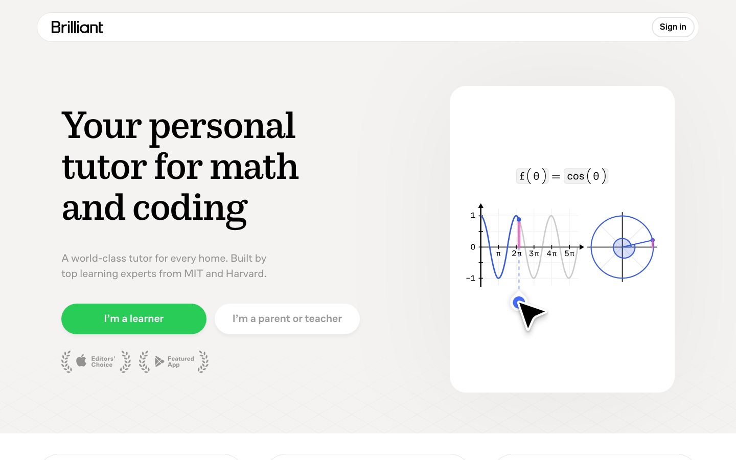 Home page del sito di Brilliant