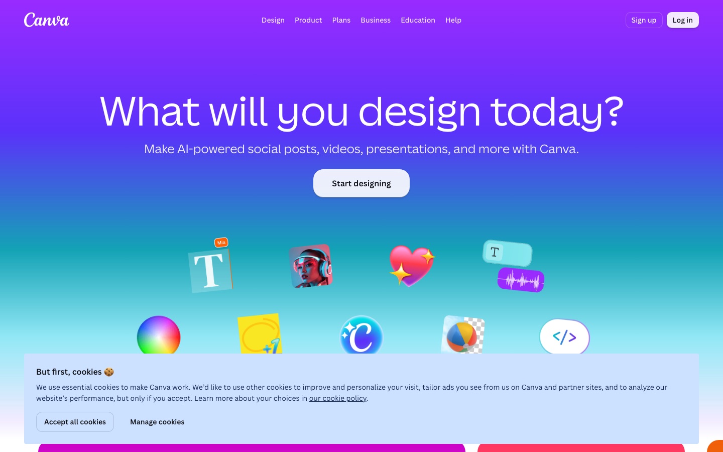 Главная страница сайта Canva