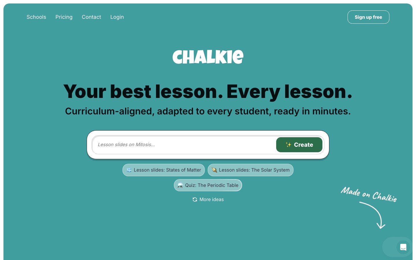 Chalkie website home page