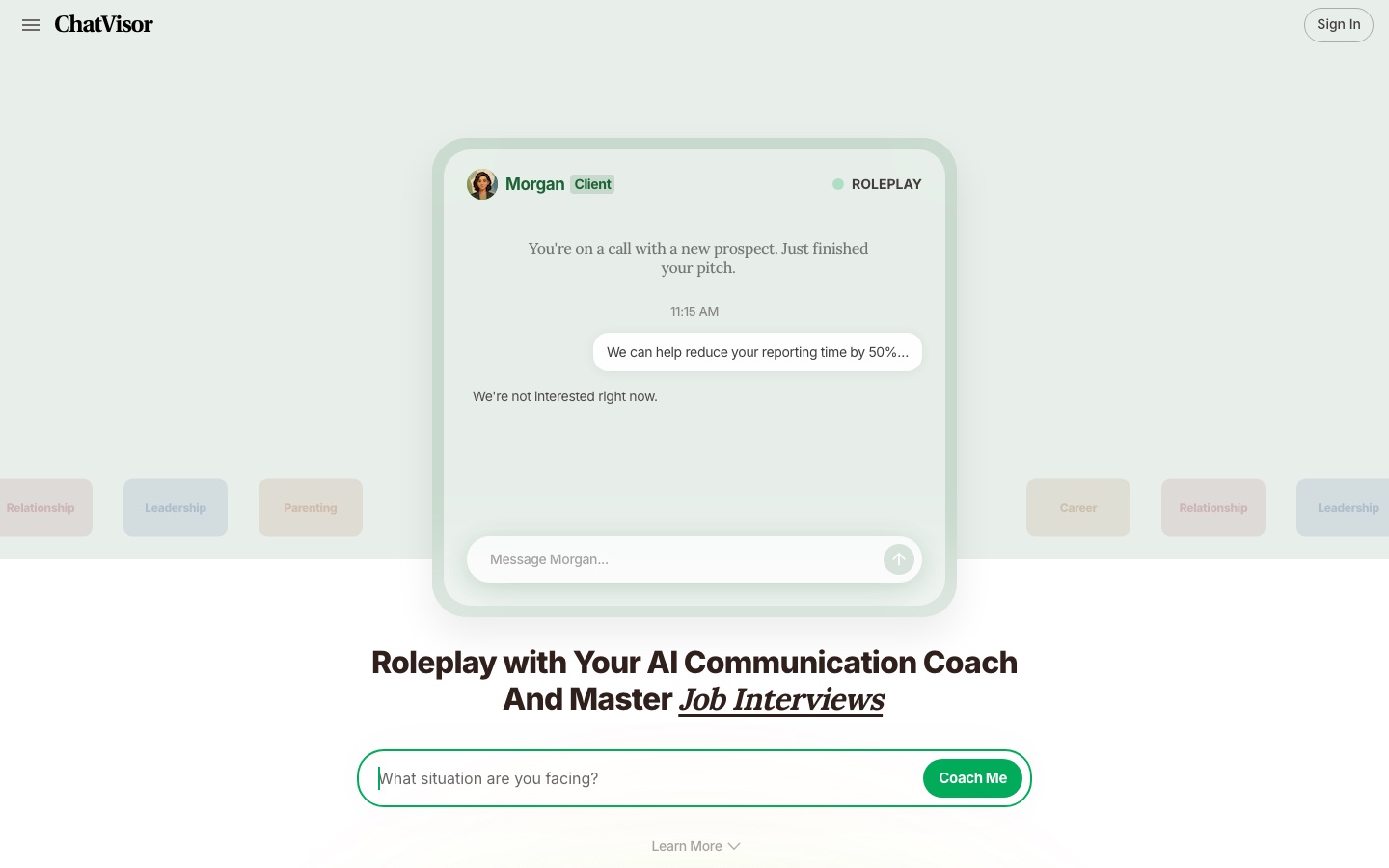 ChatVisor website home page