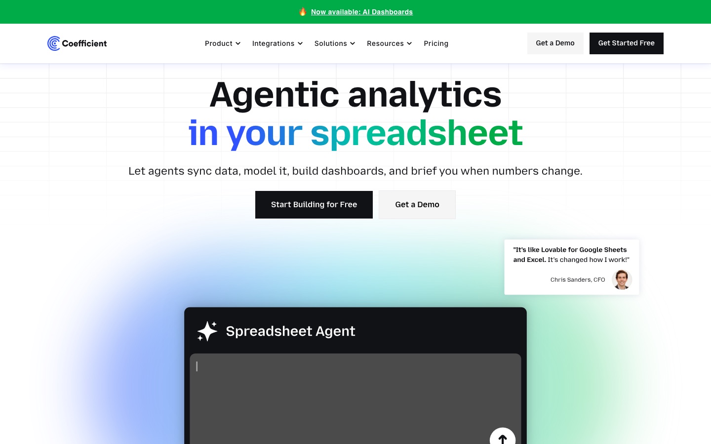 Startseite der Website von Coefficient