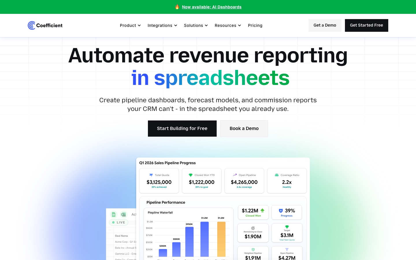 Lösungsseite von Coefficient für Revenue Operations