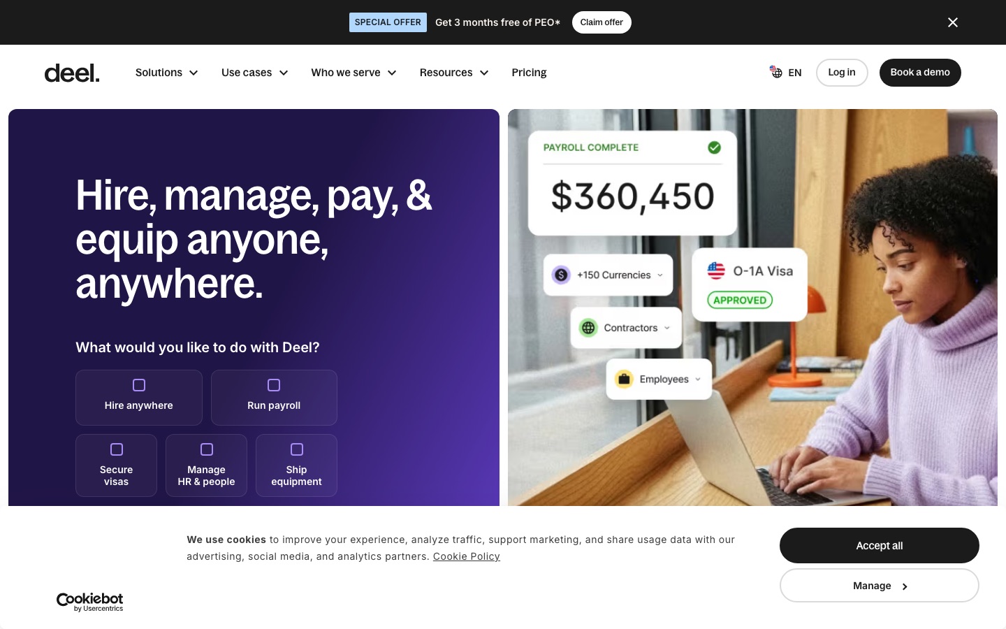 Home page del sito di Deel