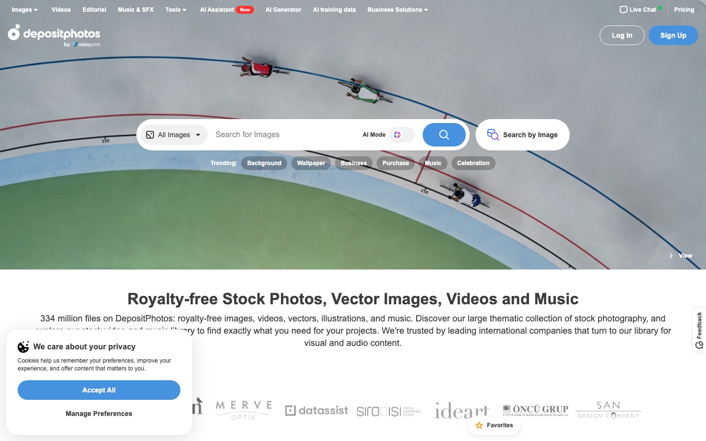 Startseite der Website von DepositPhotos
