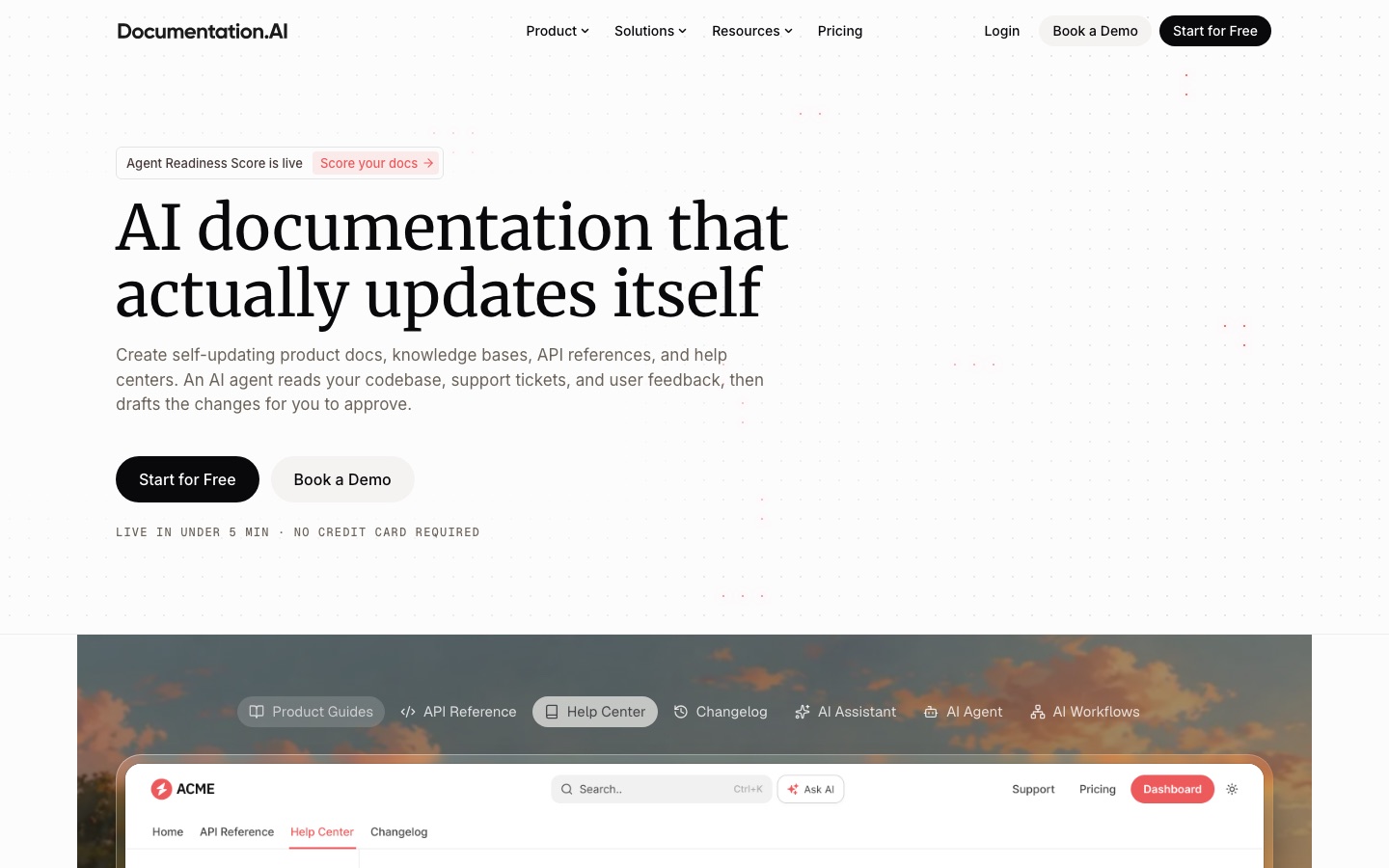 Αρχική σελίδα του ιστότοπου Documentation.AI