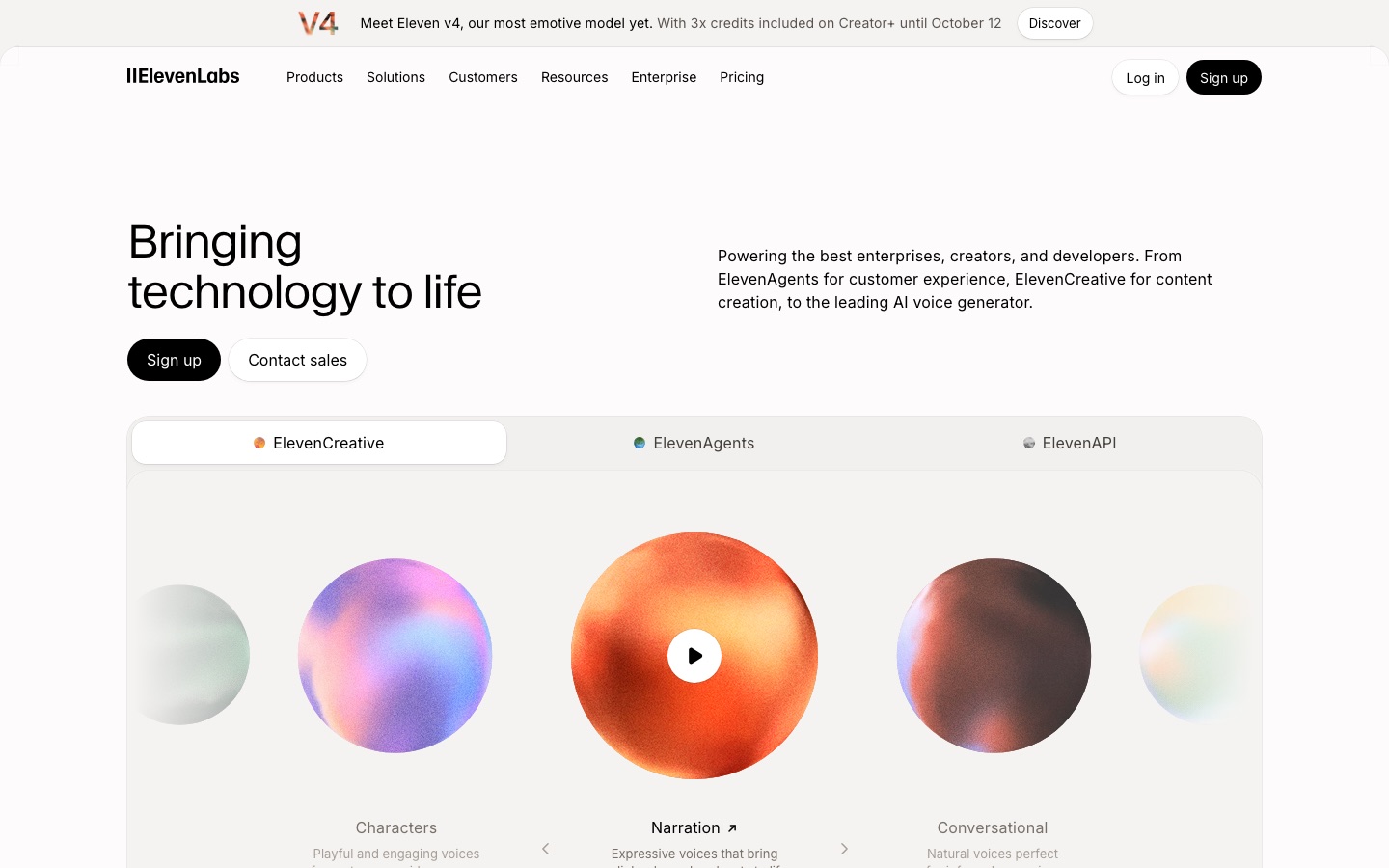 ElevenLabs website home page