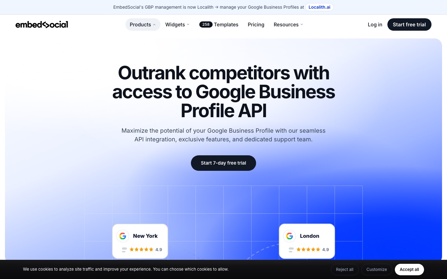 Página de la API del Perfil de Empresa de Google de EmbedSocial