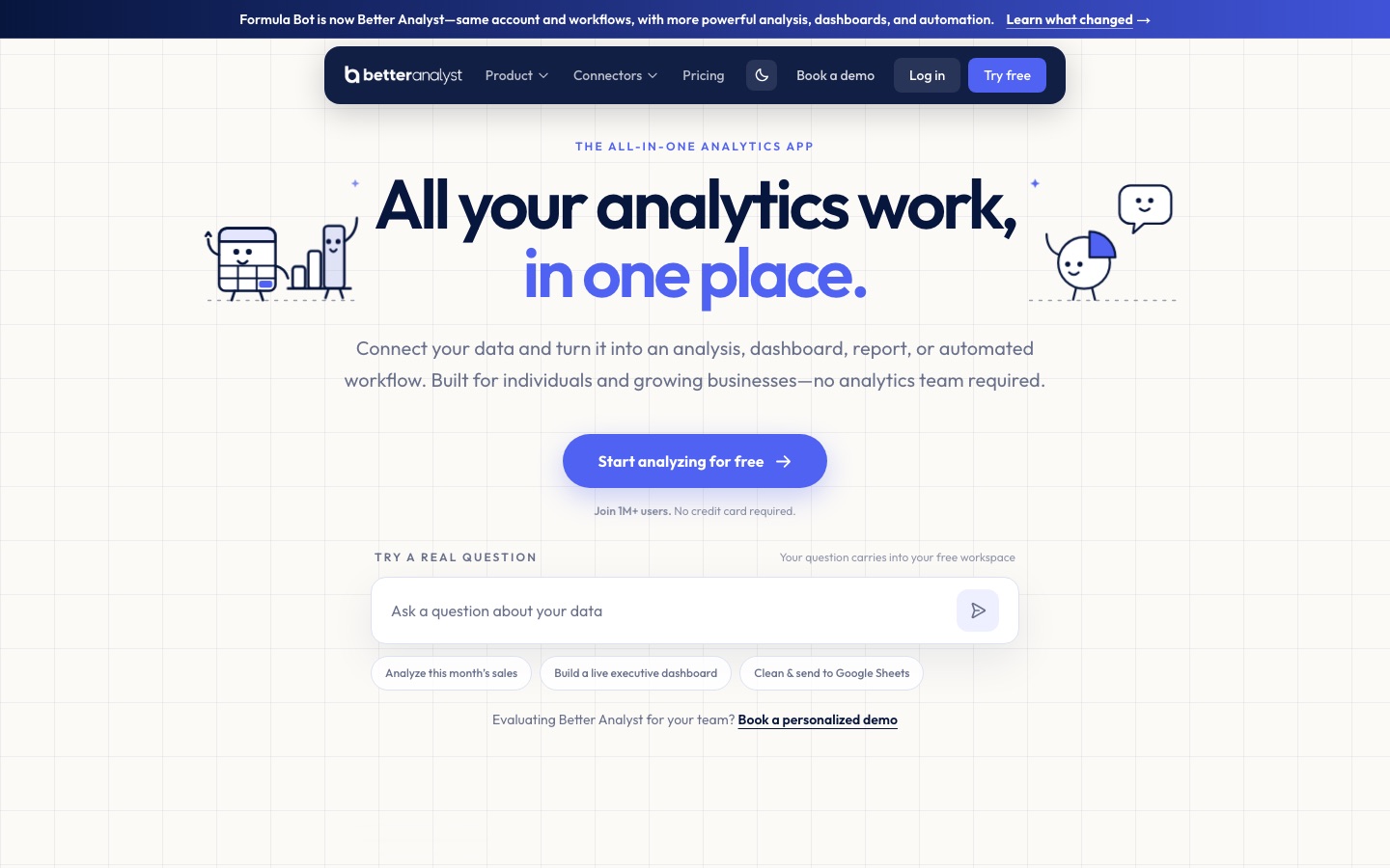 Página de inicio del sitio web de Better Analyst