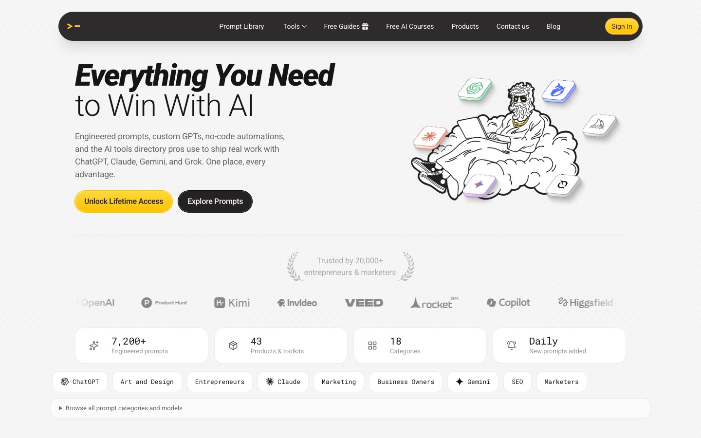 God of Prompt website home page