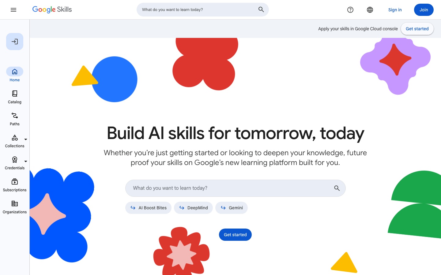 Google Skills website home page