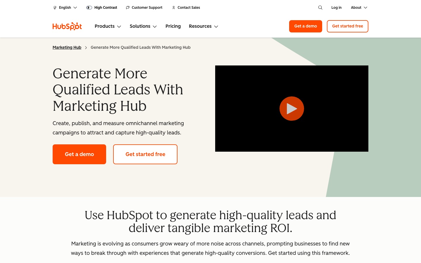 Страница привлечения лидов в HubSpot