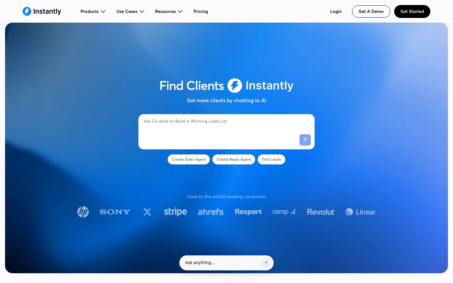 Home page del sito di Instantly