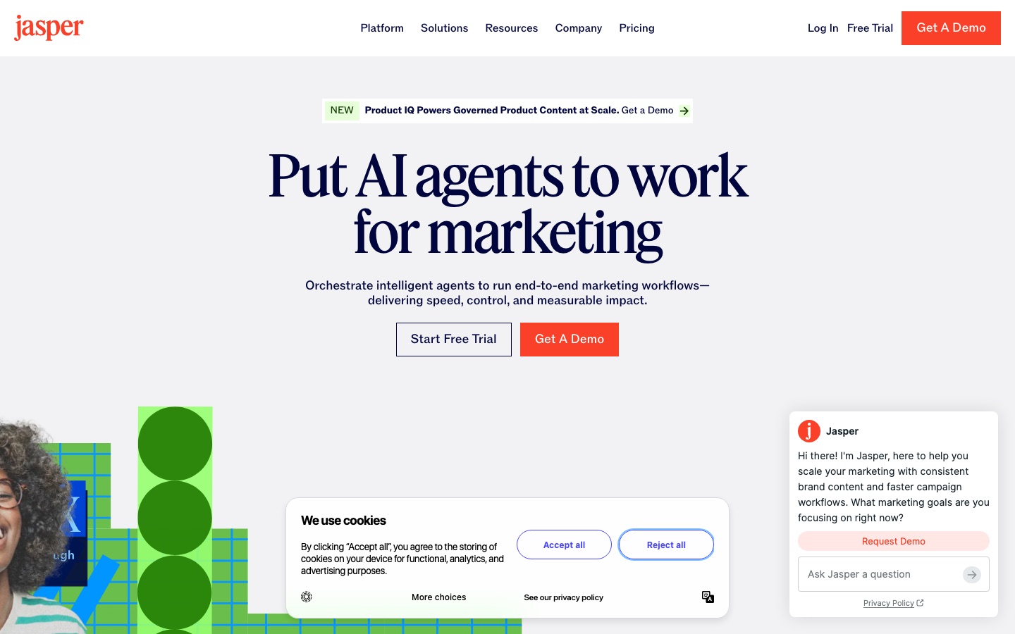 Home page del sito di Jasper AI