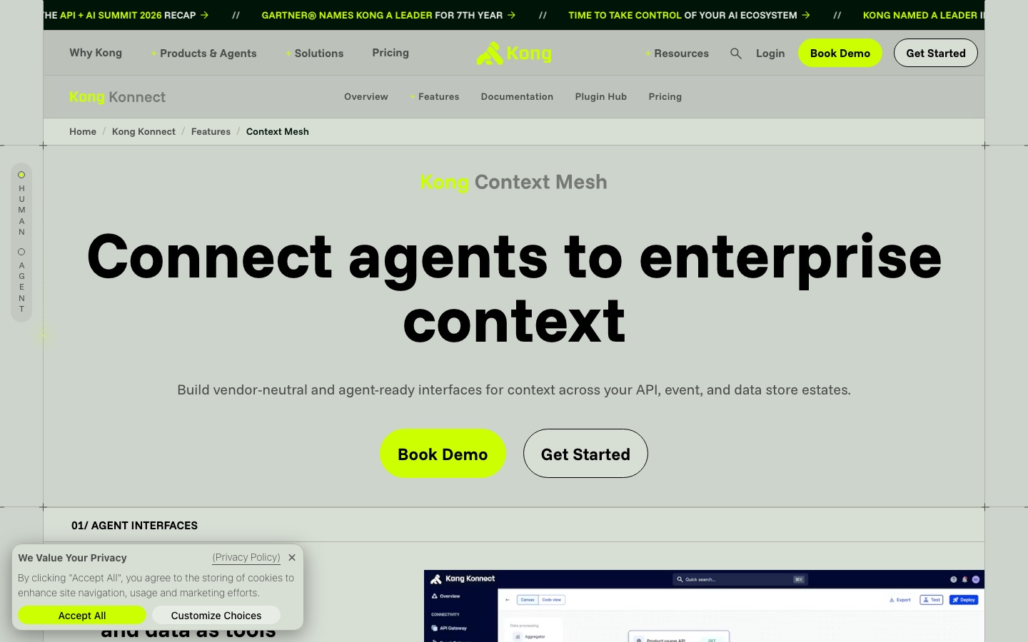 Kong Konnect Context Mesh sayfası