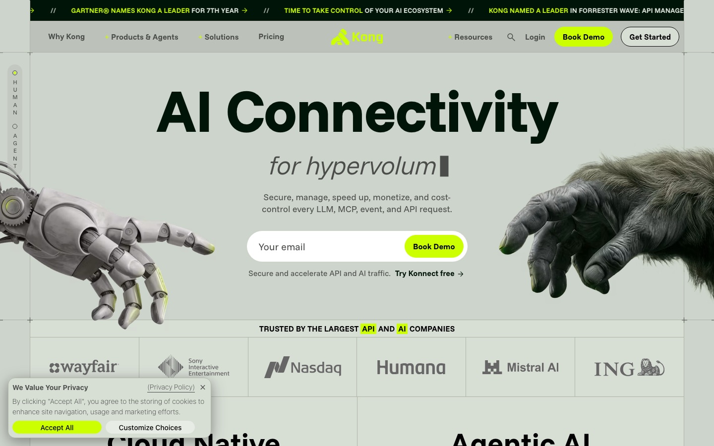 Kong Konnect web sitesinin ana sayfası
