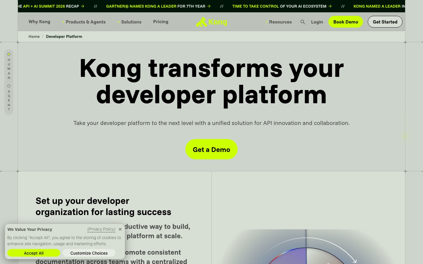 Kong Konnect geliştirici platformu sayfası