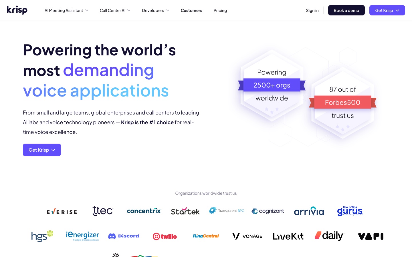 Страница клиентов сайта Krisp