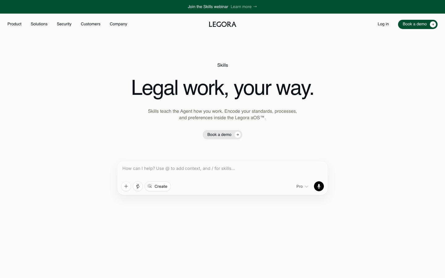 Skills-pagina van Legora