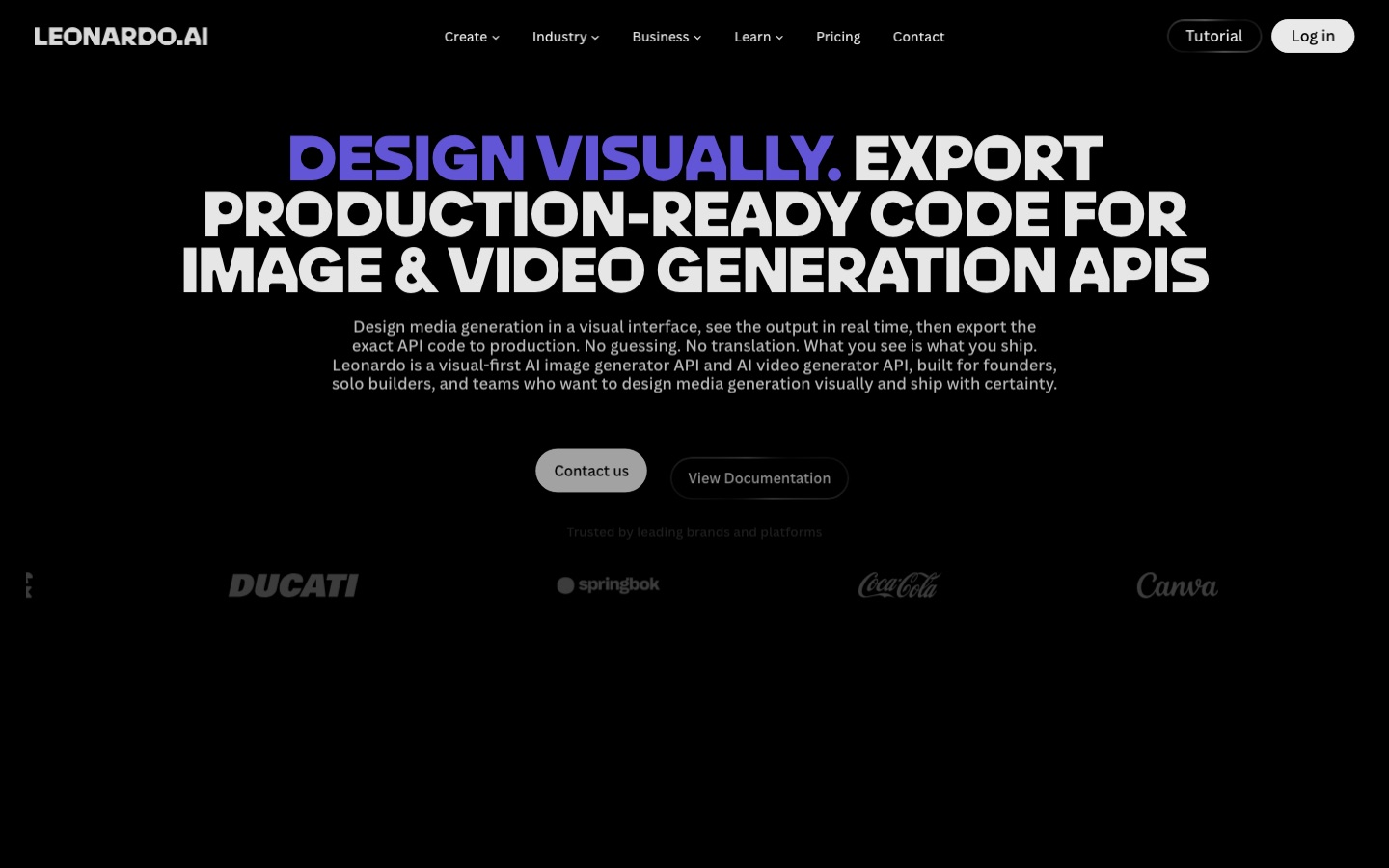 Leonardo.Ai API page