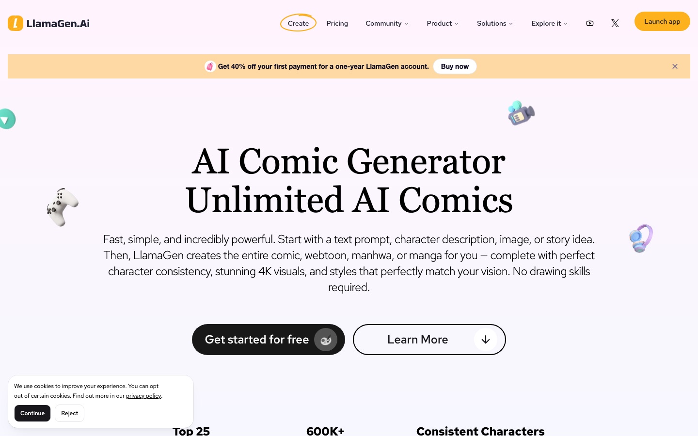 LlamaGen.Ai website home page
