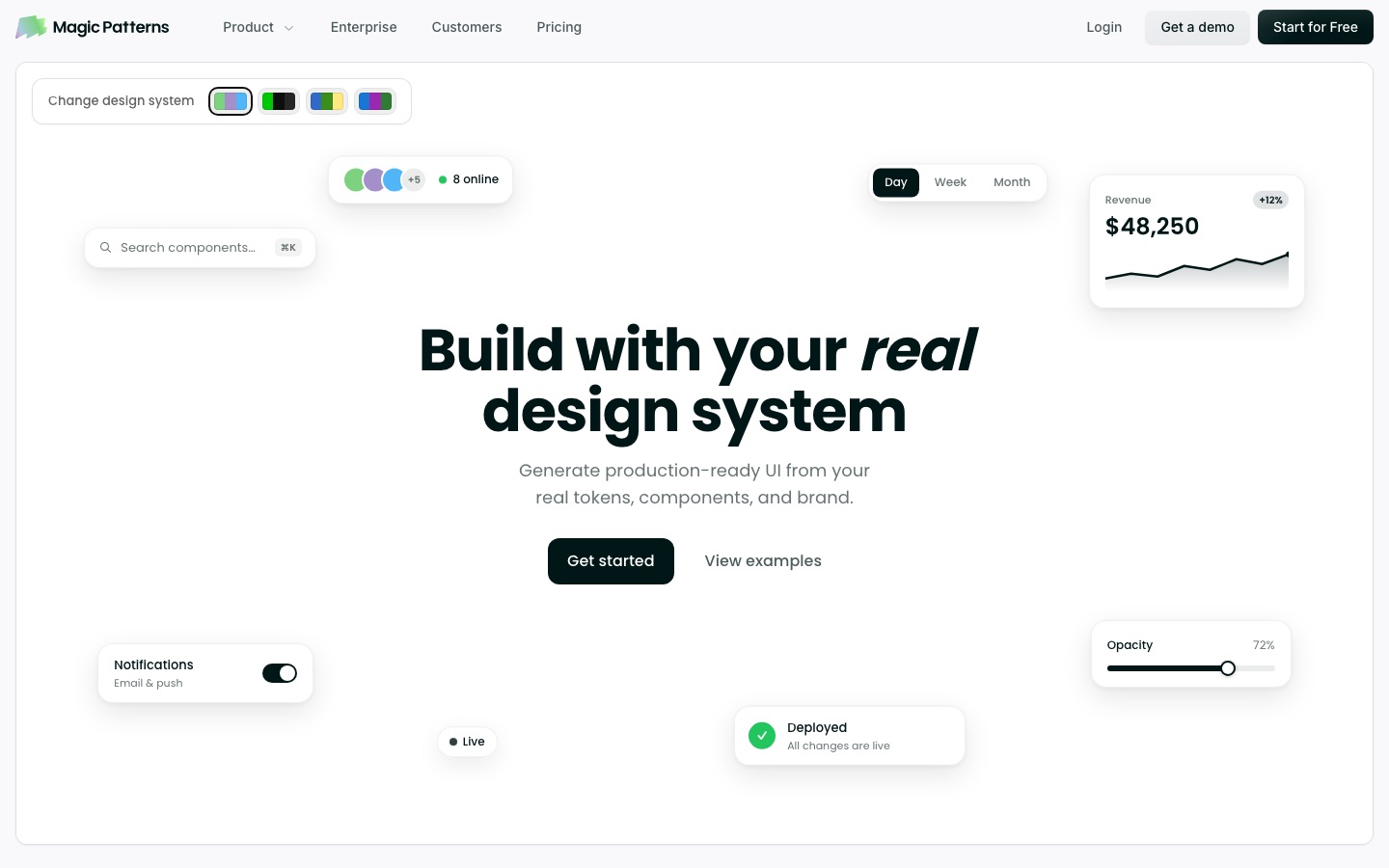 Magic Patterns design systems page