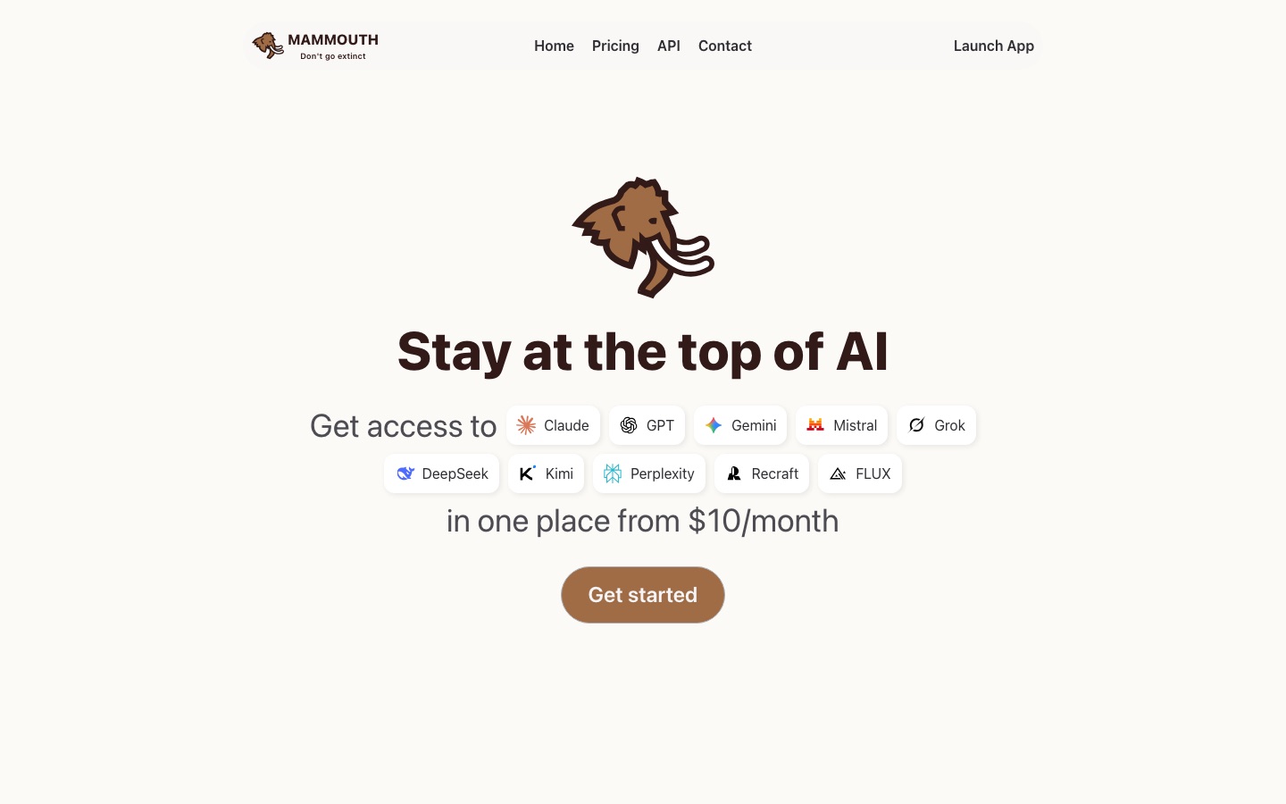 Mammouth AI website home page