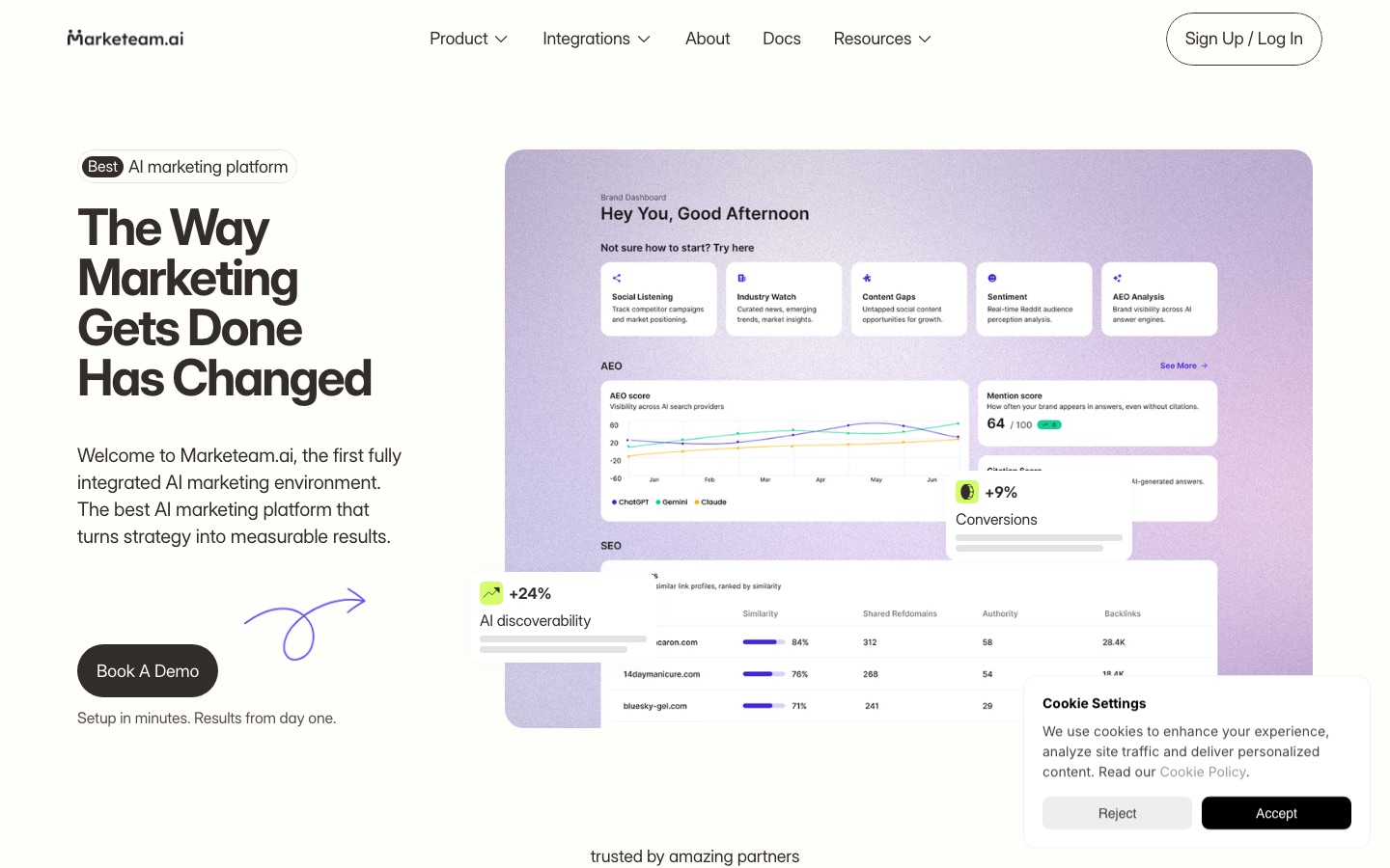 Marketeam.ai website home page