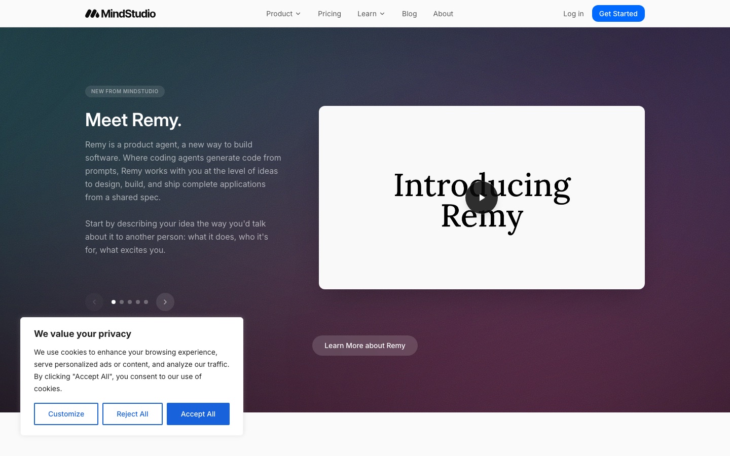 Startseite der Website von MindStudio