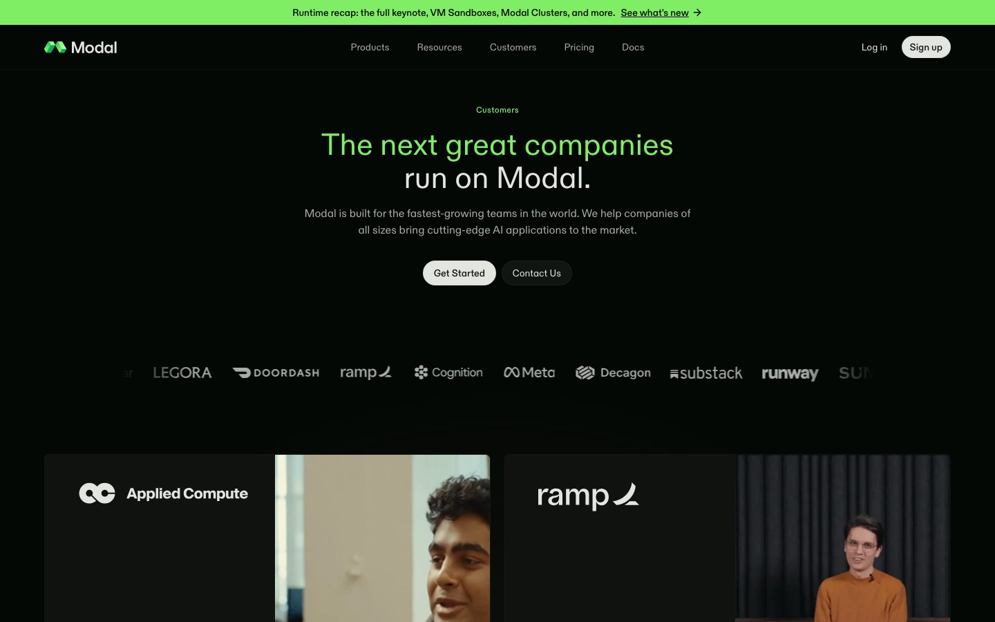 Page des clients de Modal