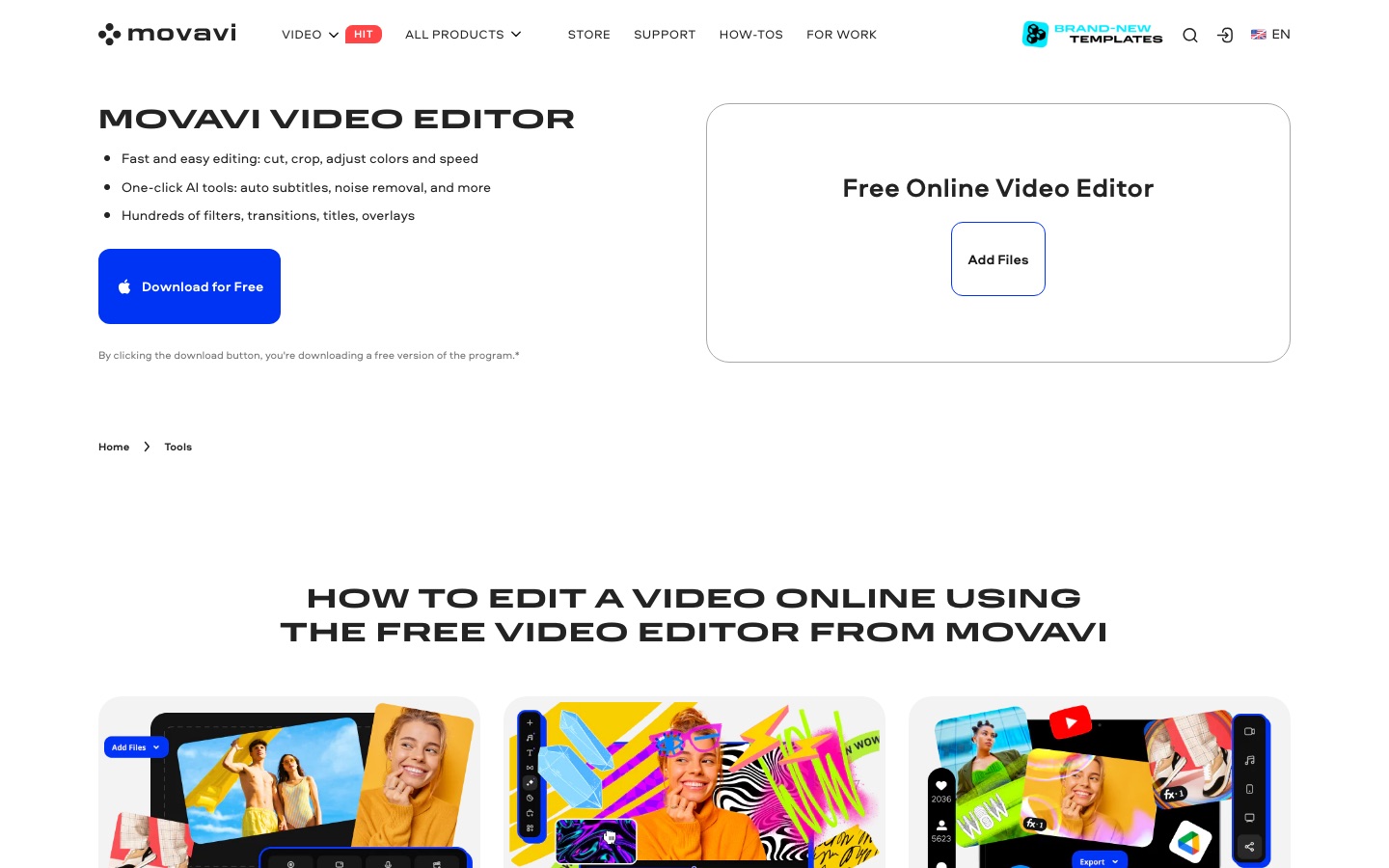 Página de Movavi Video Editor 2026