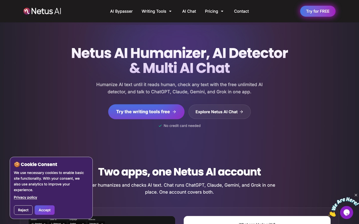Netus AI web sitesinin ana sayfası