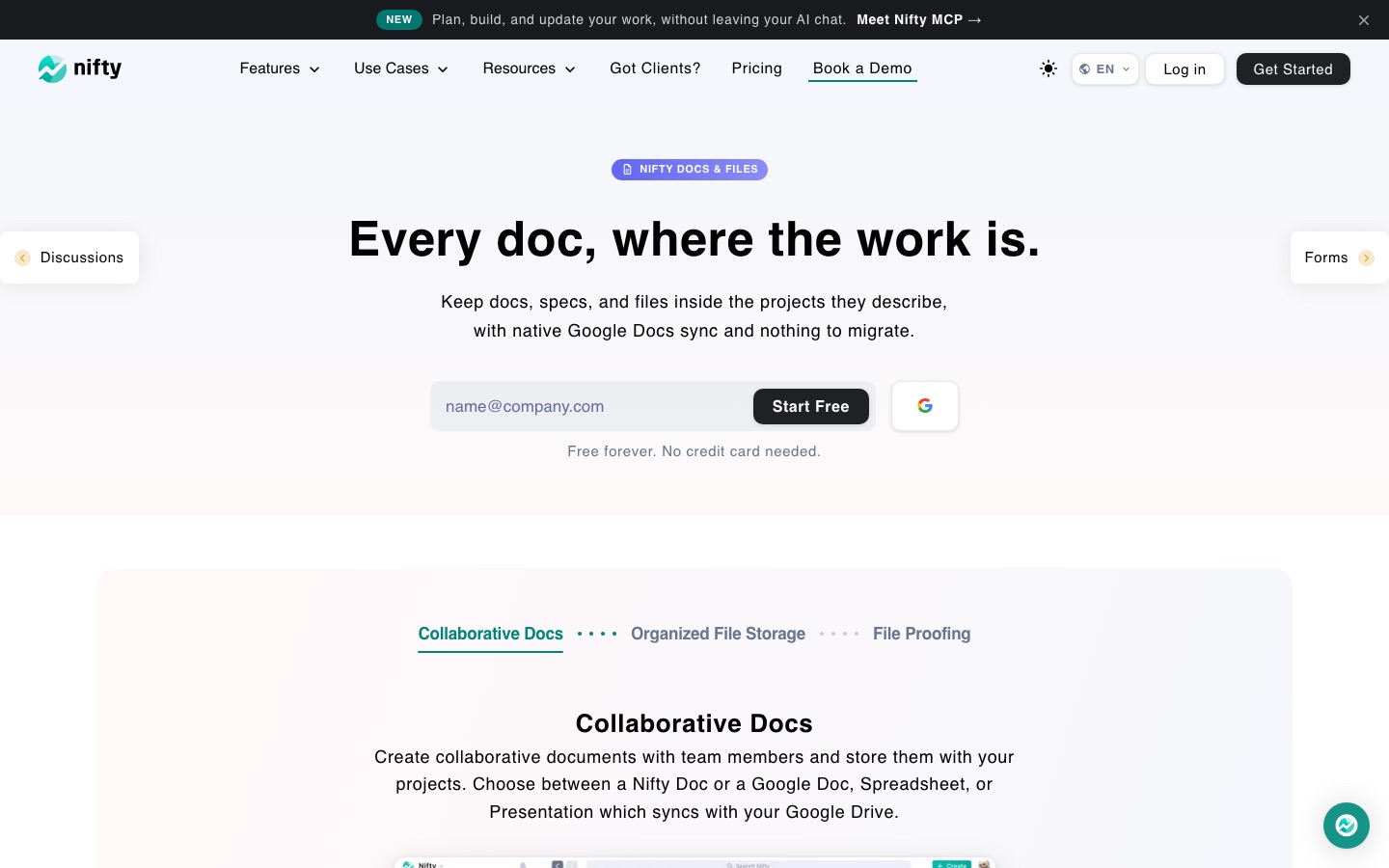 Nifty docs and files page