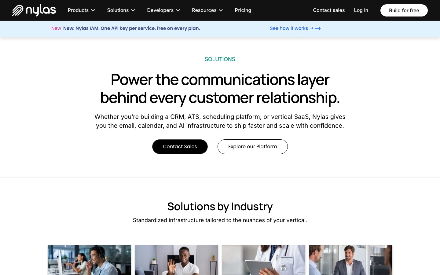 Nylas solutions page