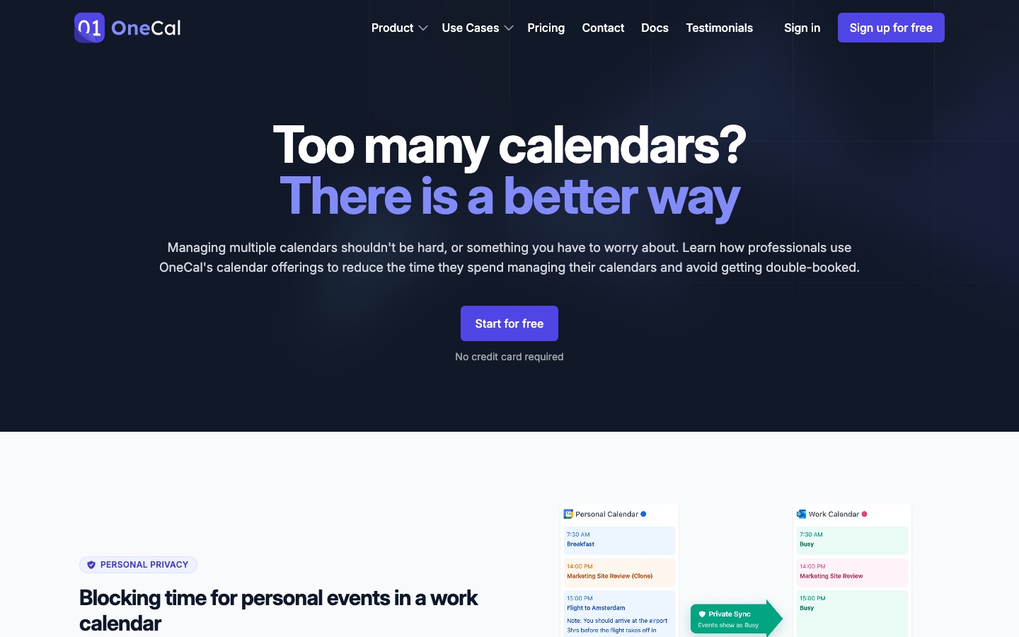 OneCal use cases page