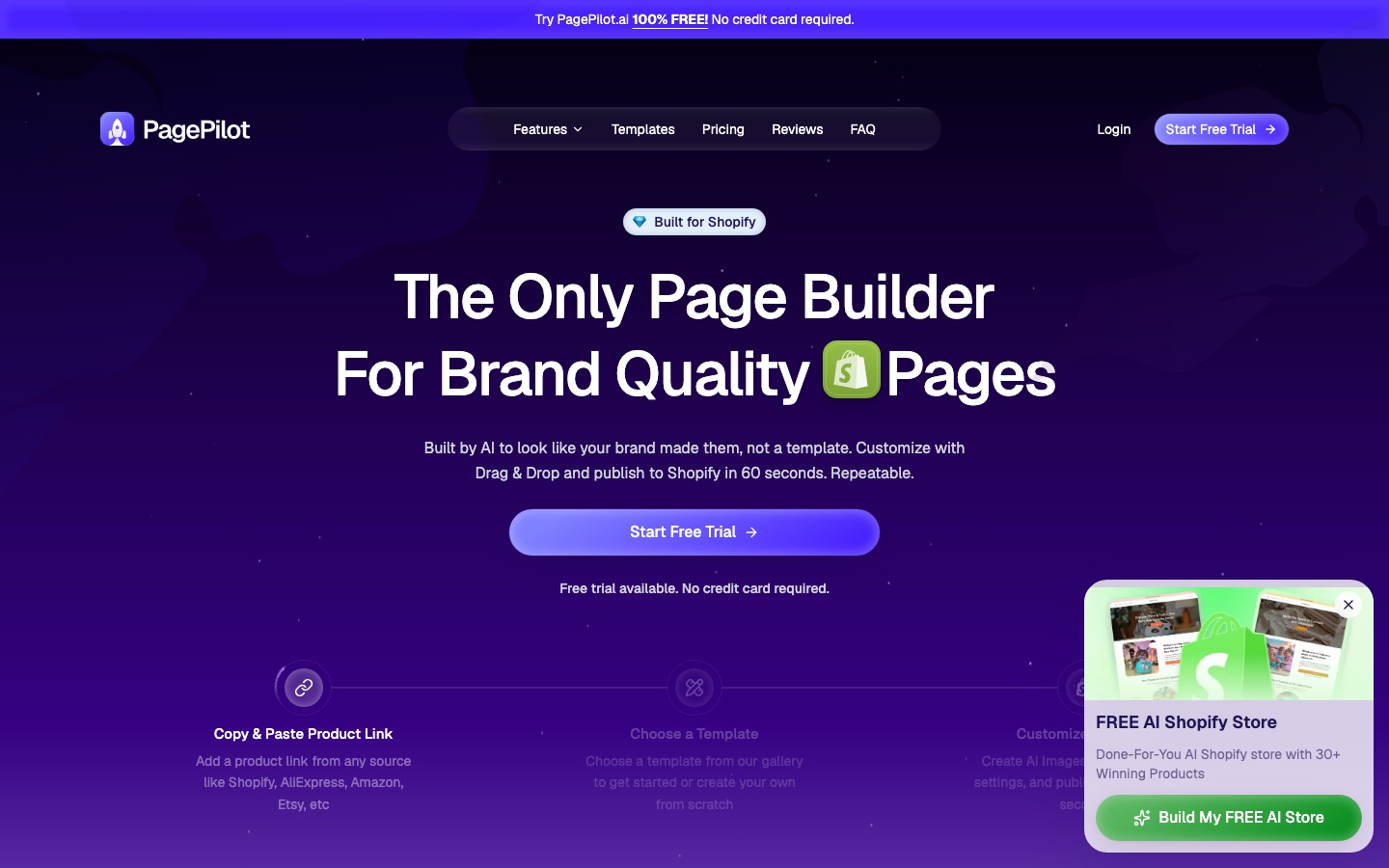 Home page del sito di PagePilot.ai