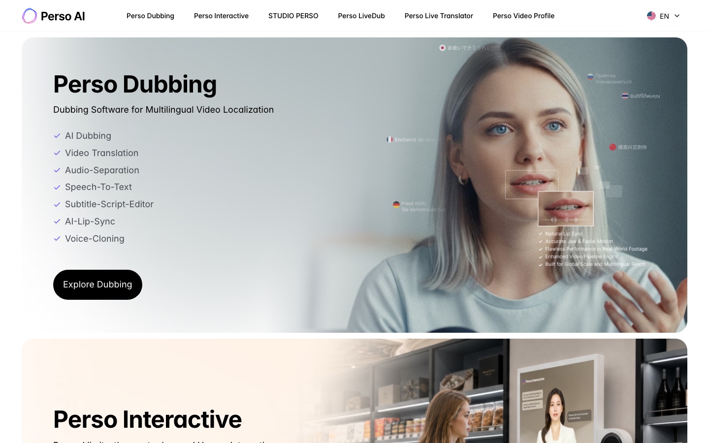 Perso AI website home page