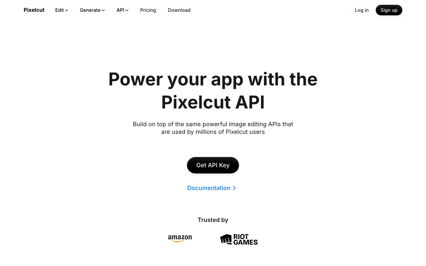 Page de l’API de Pixelcut