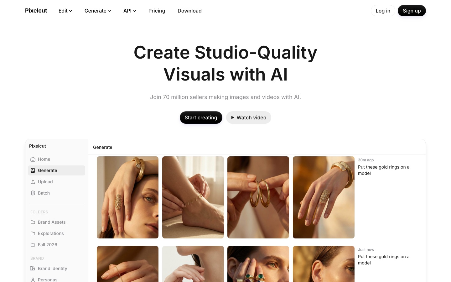 Page d’accueil du site de Pixelcut